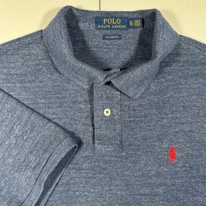 Polo by Ralph Lauren Men's Mesh Heather Blue Polo Shirt